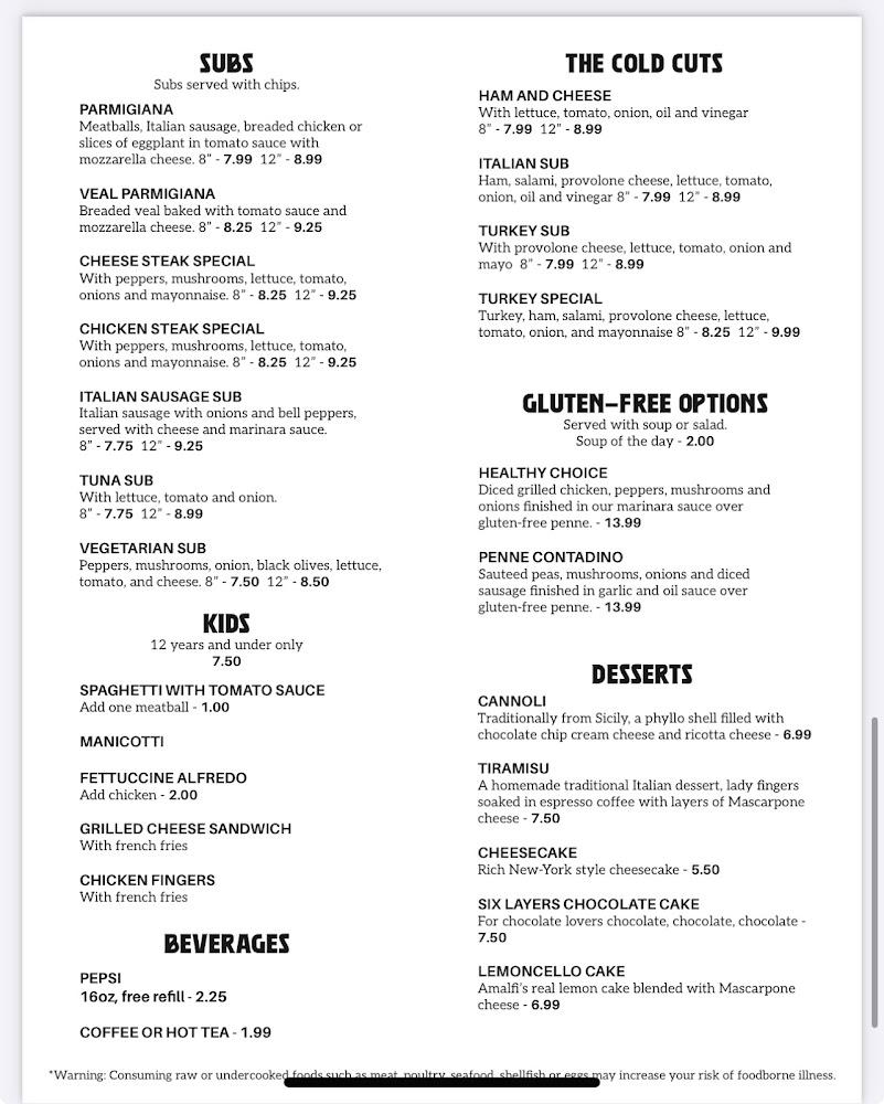 Amalfis italian restaurant and pizzeria Menu image 4